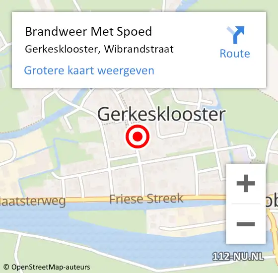 Locatie op kaart van de 112 melding: Brandweer Met Spoed Naar Gerkesklooster, Wibrandstraat op 18 mei 2014 23:13