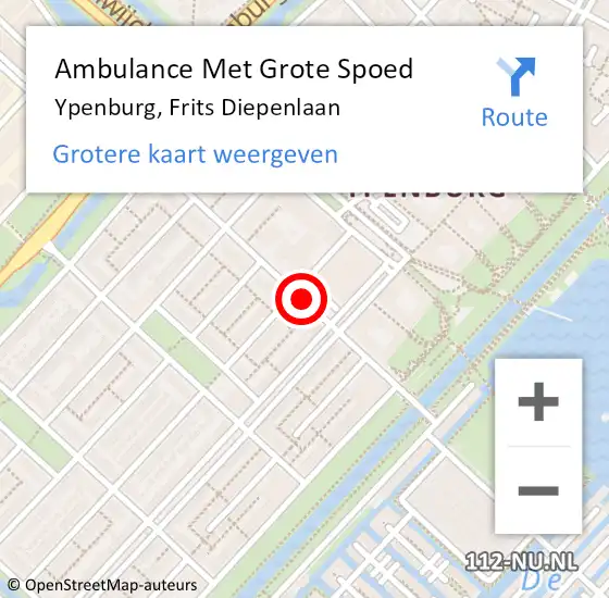 Locatie op kaart van de 112 melding: Ambulance Met Grote Spoed Naar Ypenburg, Frits Diepenlaan op 14 september 2020 13:07