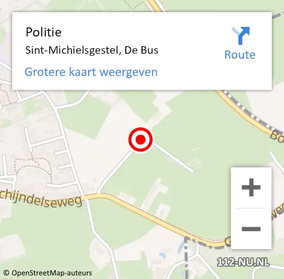 Locatie op kaart van de 112 melding: Politie Sint-Michielsgestel, De Bus op 14 september 2020 13:27