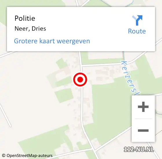 Locatie op kaart van de 112 melding: Politie Neer, Dries op 14 september 2020 14:06