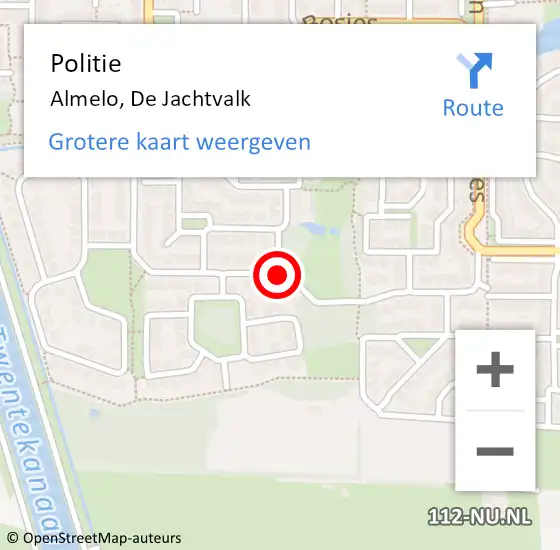 Locatie op kaart van de 112 melding: Politie Almelo, De Jachtvalk op 14 september 2020 14:11