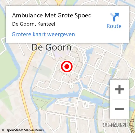 Locatie op kaart van de 112 melding: Ambulance Met Grote Spoed Naar De Goorn, Kanteel op 14 september 2020 14:20