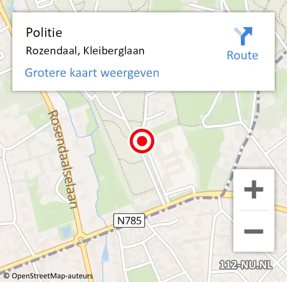 Locatie op kaart van de 112 melding: Politie Rozendaal, Kleiberglaan op 14 september 2020 14:35