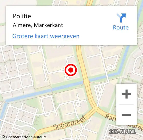 Locatie op kaart van de 112 melding: Politie Almere, Markerkant op 14 september 2020 14:43