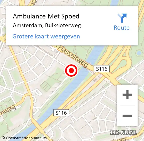 Locatie op kaart van de 112 melding: Ambulance Met Spoed Naar Amsterdam, Buiksloterweg op 14 september 2020 15:30