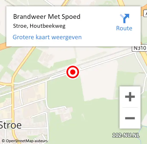 Locatie op kaart van de 112 melding: Brandweer Met Spoed Naar Stroe, Houtbeekweg op 14 september 2020 15:37