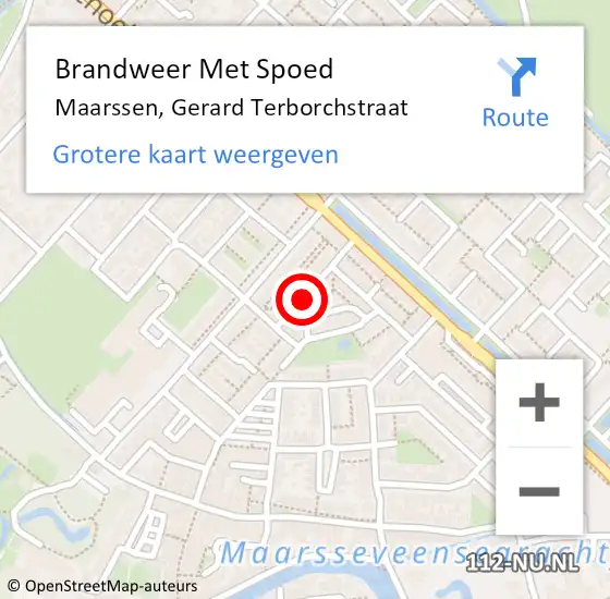 Locatie op kaart van de 112 melding: Brandweer Met Spoed Naar Maarssen, Gerard Terborchstraat op 14 september 2020 15:47