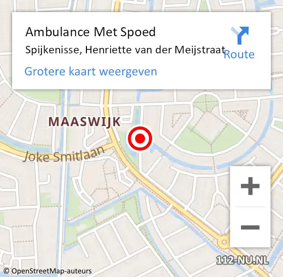 Locatie op kaart van de 112 melding: Ambulance Met Spoed Naar Spijkenisse, Henriette van der Meijstraat op 14 september 2020 16:18