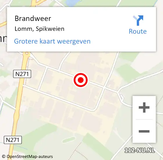 Locatie op kaart van de 112 melding: Brandweer Lomm, Spikweien op 14 september 2020 16:57