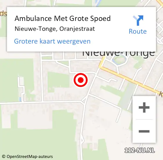 Locatie op kaart van de 112 melding: Ambulance Met Grote Spoed Naar Nieuwe-Tonge, Oranjestraat op 14 september 2020 17:08