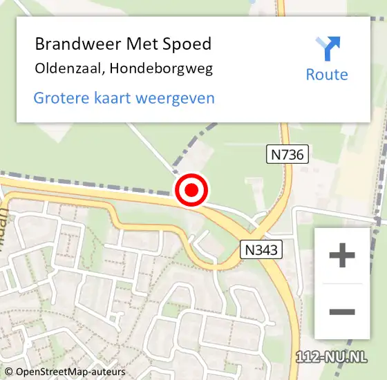 Locatie op kaart van de 112 melding: Brandweer Met Spoed Naar Oldenzaal, Hondeborgweg op 14 september 2020 17:27