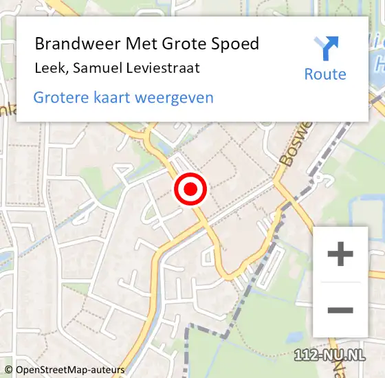 Locatie op kaart van de 112 melding: Brandweer Met Grote Spoed Naar Leek, Samuel Leviestraat op 14 september 2020 18:36