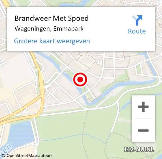 Locatie op kaart van de 112 melding: Brandweer Met Spoed Naar Wageningen, Emmapark op 14 september 2020 19:44