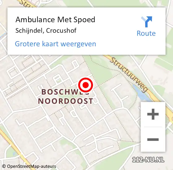 Locatie op kaart van de 112 melding: Ambulance Met Spoed Naar Schijndel, Crocushof op 19 mei 2014 01:34