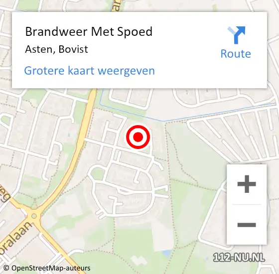 Locatie op kaart van de 112 melding: Brandweer Met Spoed Naar Asten, Bovist op 14 september 2020 20:04