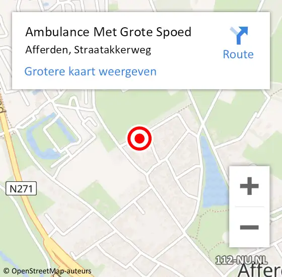 Locatie op kaart van de 112 melding: Ambulance Met Grote Spoed Naar Afferden, Straatakkerweg op 19 mei 2014 01:41