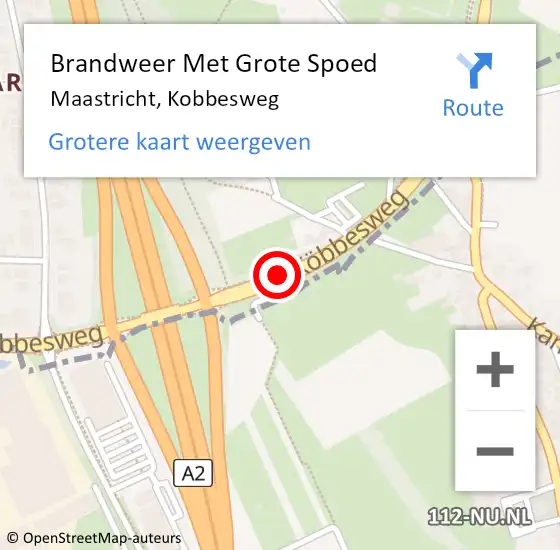 Locatie op kaart van de 112 melding: Brandweer Met Grote Spoed Naar Maastricht, Kobbesweg op 14 september 2020 21:38