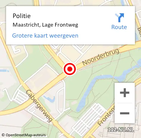 Locatie op kaart van de 112 melding: Politie Maastricht, Lage Frontweg op 14 september 2020 21:42