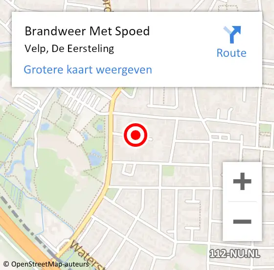 Locatie op kaart van de 112 melding: Brandweer Met Spoed Naar Velp, De Eersteling op 14 september 2020 21:43