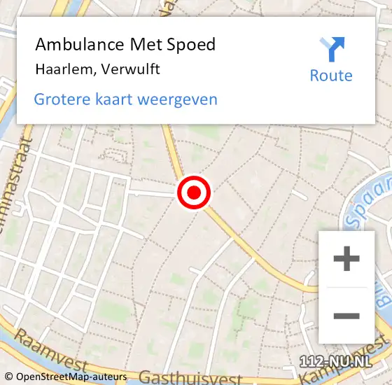 Locatie op kaart van de 112 melding: Ambulance Met Spoed Naar Haarlem, Verwulft op 14 september 2020 22:59