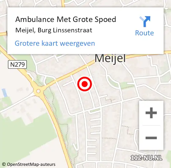 Locatie op kaart van de 112 melding: Ambulance Met Grote Spoed Naar Meijel, Burg Linssenstraat op 19 mei 2014 03:19