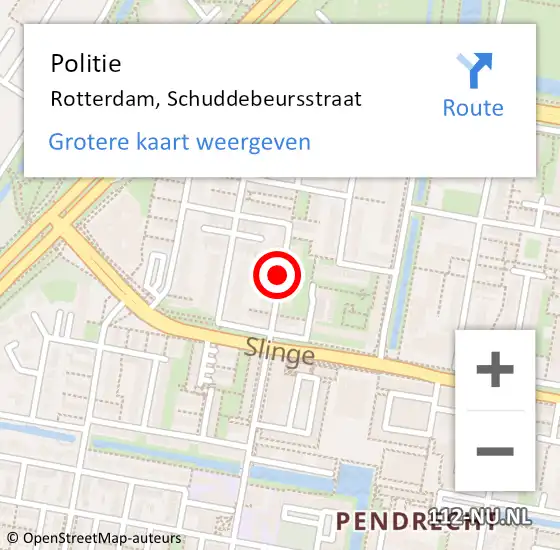 Locatie op kaart van de 112 melding: Politie Rotterdam, Schuddebeursstraat op 15 september 2020 07:18