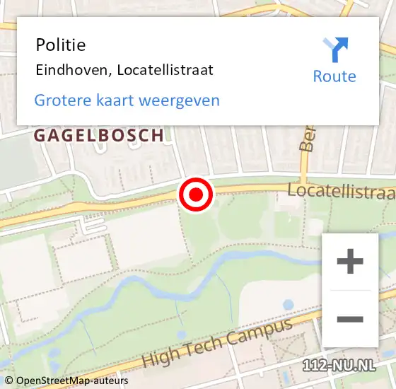 Locatie op kaart van de 112 melding: Politie Eindhoven, Locatellistraat op 15 september 2020 07:21