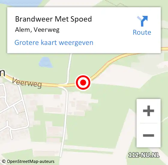 Locatie op kaart van de 112 melding: Brandweer Met Spoed Naar Alem, Veerweg op 15 september 2020 07:34