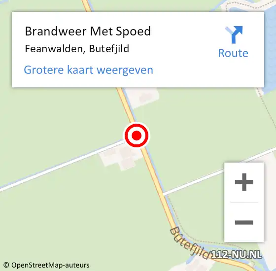 Locatie op kaart van de 112 melding: Brandweer Met Spoed Naar Feanwalden, Butefjild op 15 september 2020 07:48