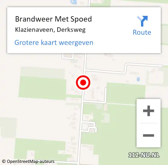 Locatie op kaart van de 112 melding: Brandweer Met Spoed Naar Klazienaveen, Derksweg op 15 september 2020 07:55