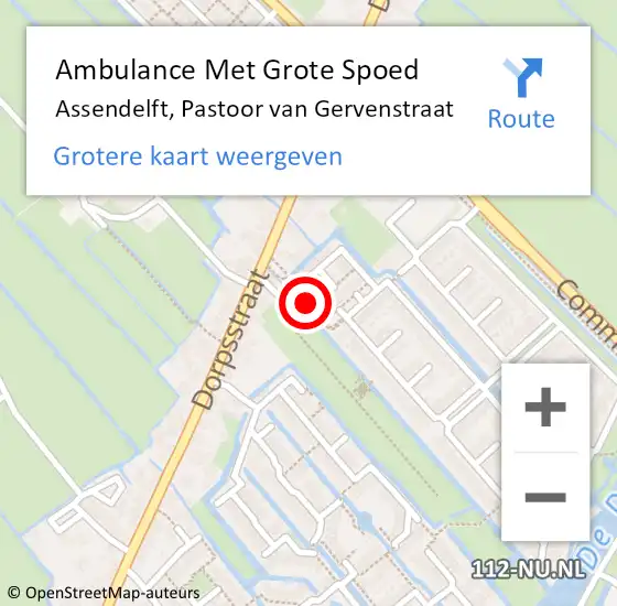 Locatie op kaart van de 112 melding: Ambulance Met Grote Spoed Naar Assendelft, Pastoor Van Gervenstraat op 15 september 2020 08:01