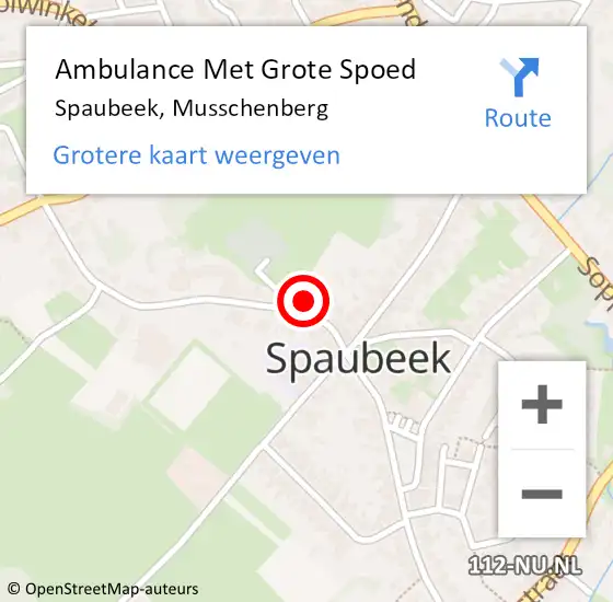 Locatie op kaart van de 112 melding: Ambulance Met Grote Spoed Naar Spaubeek, Musschenberg op 19 mei 2014 03:46