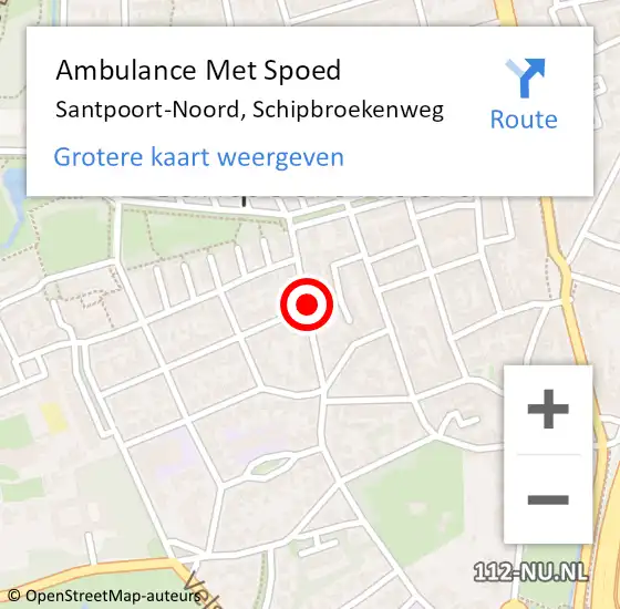 Locatie op kaart van de 112 melding: Ambulance Met Spoed Naar Santpoort-Noord, Schipbroekenweg op 15 september 2020 08:14