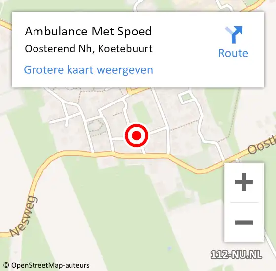Locatie op kaart van de 112 melding: Ambulance Met Spoed Naar Oosterend Nh, Koetebuurt op 15 september 2020 08:23