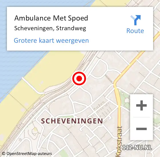 Locatie op kaart van de 112 melding: Ambulance Met Spoed Naar Scheveningen, Strandweg op 15 september 2020 09:01