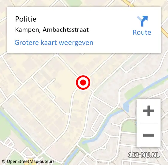 Locatie op kaart van de 112 melding: Politie Kampen, Ambachtsstraat op 15 september 2020 09:46