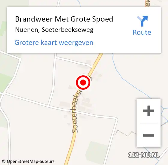 Locatie op kaart van de 112 melding: Brandweer Met Grote Spoed Naar Nuenen, Soeterbeekseweg op 15 september 2020 10:25