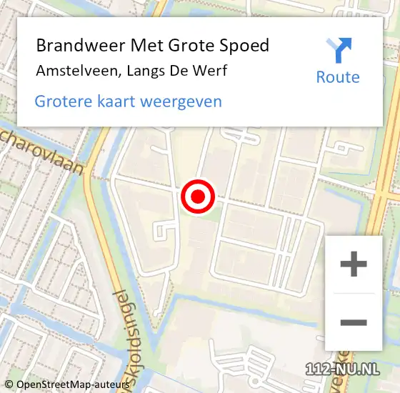 Locatie op kaart van de 112 melding: Brandweer Met Grote Spoed Naar Amstelveen, Langs De Werf op 15 september 2020 11:49