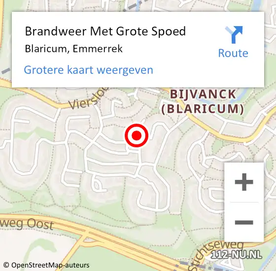 Locatie op kaart van de 112 melding: Brandweer Met Grote Spoed Naar Blaricum, Emmerrek op 15 september 2020 12:11