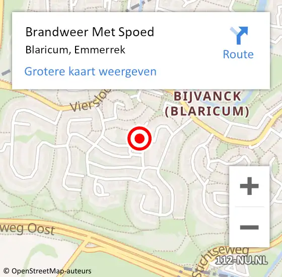 Locatie op kaart van de 112 melding: Brandweer Met Spoed Naar Blaricum, Emmerrek op 15 september 2020 12:27