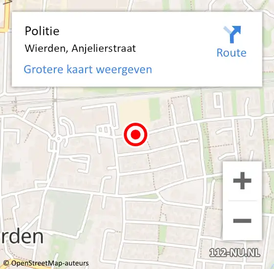 Locatie op kaart van de 112 melding: Politie Wierden, Anjelierstraat op 15 september 2020 12:27