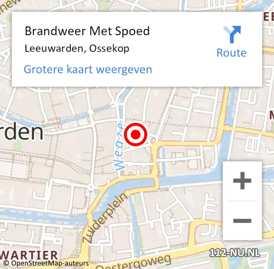 Locatie op kaart van de 112 melding: Brandweer Met Spoed Naar Leeuwarden, Ossekop op 15 september 2020 13:57