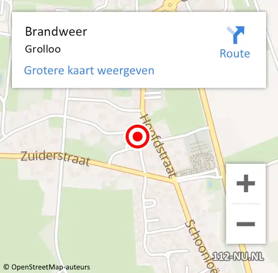 Locatie op kaart van de 112 melding: Brandweer Grolloo op 15 september 2020 14:33