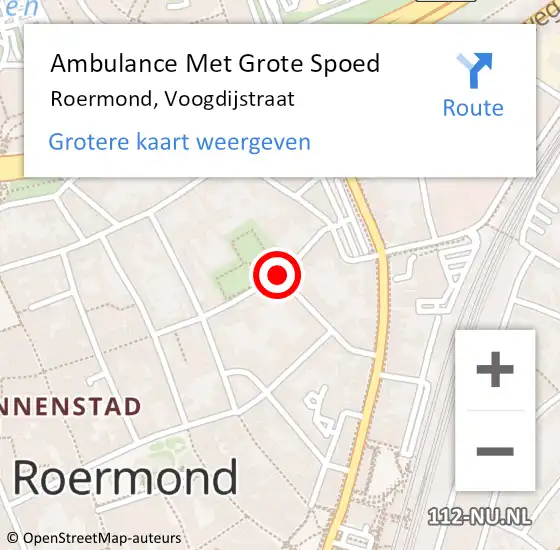 Locatie op kaart van de 112 melding: Ambulance Met Grote Spoed Naar Roermond, Voogdijstraat op 15 september 2020 14:49