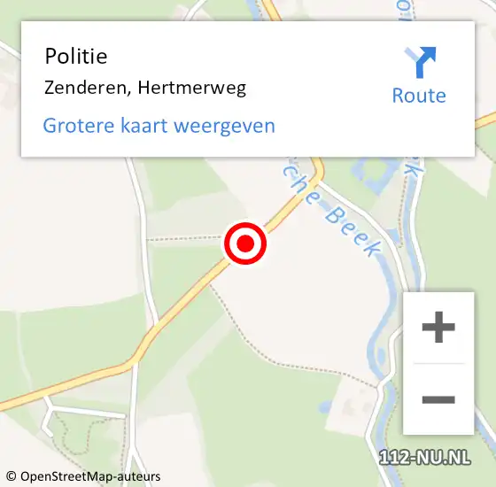 Locatie op kaart van de 112 melding: Politie Zenderen, Hertmerweg op 15 september 2020 15:13