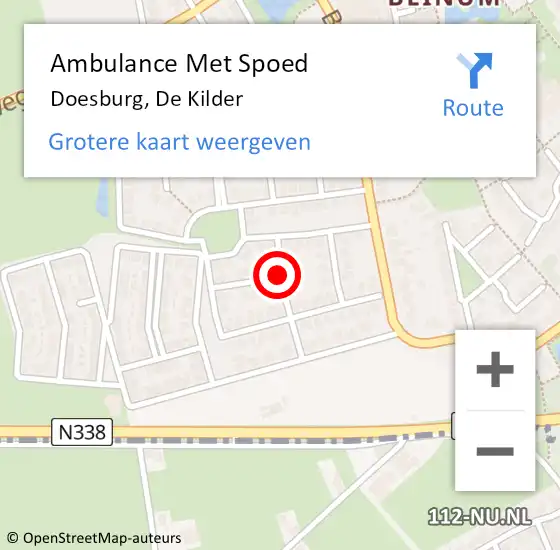 Locatie op kaart van de 112 melding: Ambulance Met Spoed Naar Doesburg, De Kilder op 15 september 2020 15:28