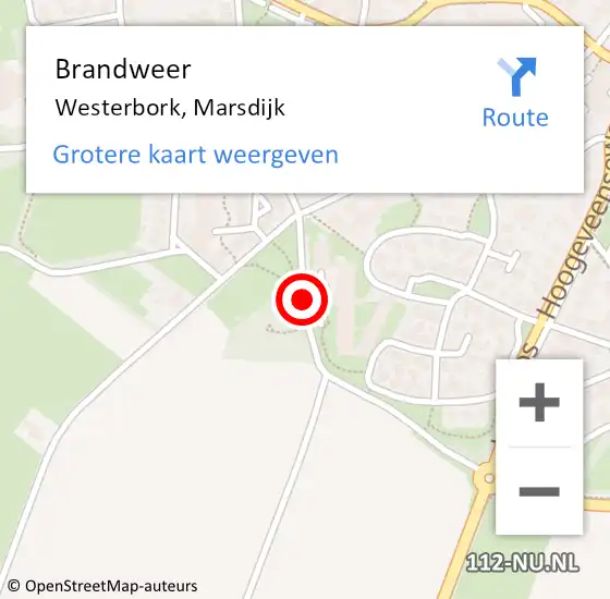 Locatie op kaart van de 112 melding: Brandweer Westerbork, Marsdijk op 15 september 2020 15:30