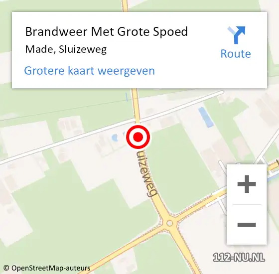 Locatie op kaart van de 112 melding: Brandweer Met Grote Spoed Naar Made, Sluizeweg op 15 september 2020 16:06