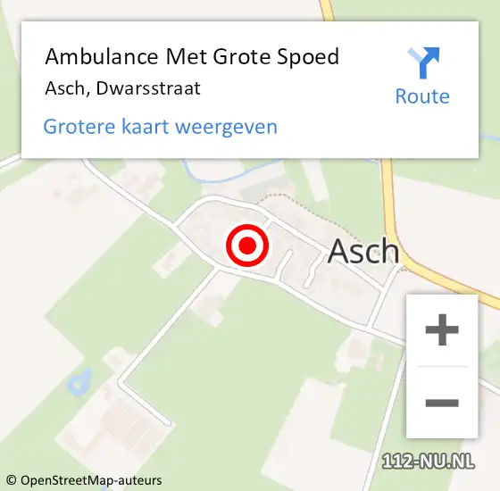 Locatie op kaart van de 112 melding: Ambulance Met Grote Spoed Naar Asch, Dwarsstraat op 15 september 2020 16:10