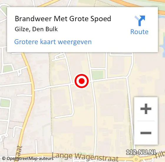 Locatie op kaart van de 112 melding: Brandweer Met Grote Spoed Naar Gilze, Den Bulk op 15 september 2020 16:35